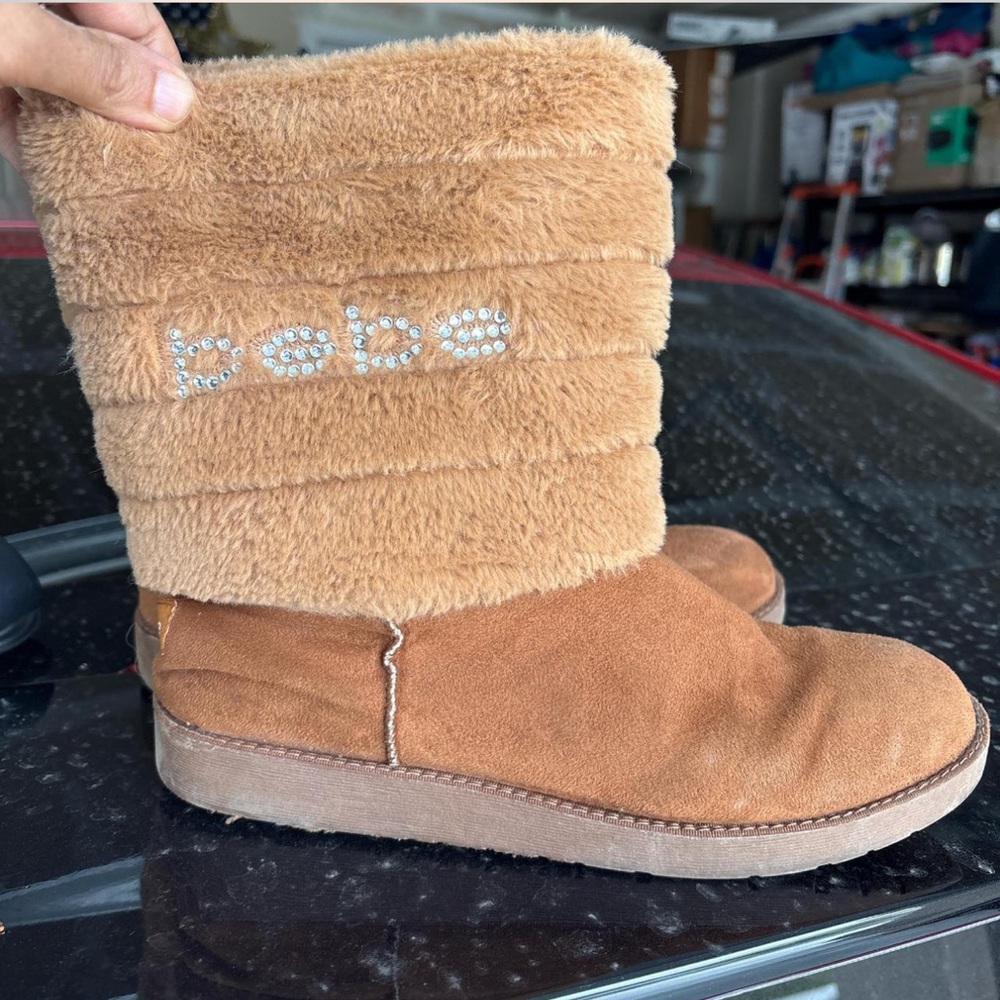 Bebe Camel Faux Fur Winter Boots